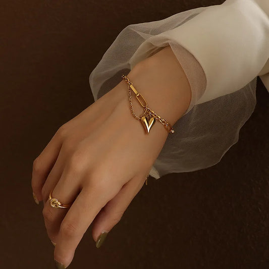 Stylish Double Layered Heart Bracelet