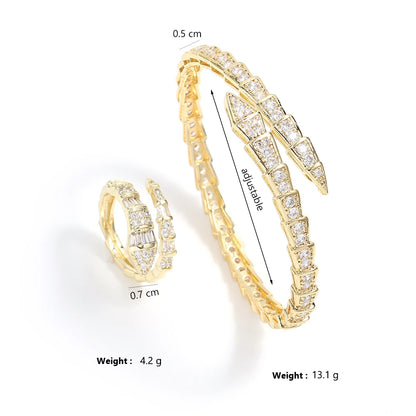 Snake Bone Bangle and Rings Set