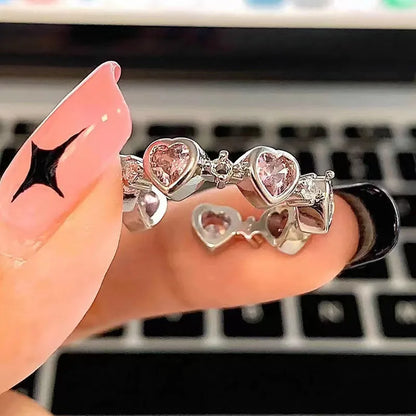 Pink Crystal Heart Ring