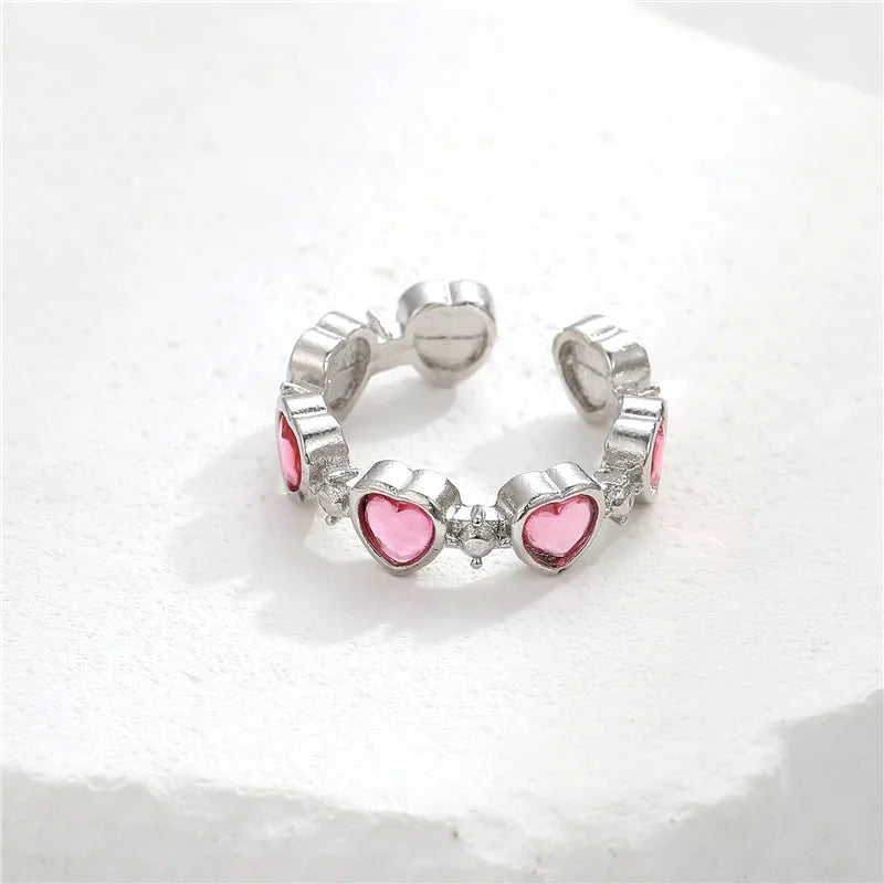 Pink Crystal Heart Ring