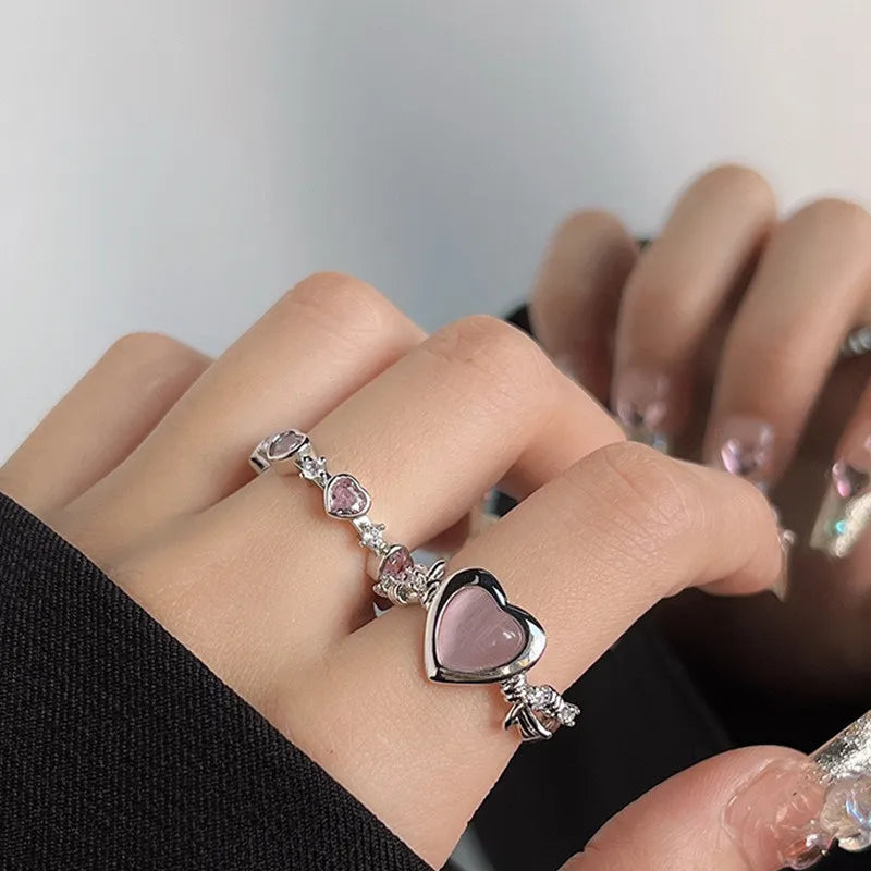 Pink Crystal Heart Ring