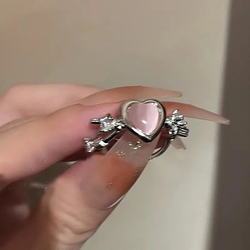 Pink Crystal Heart Ring