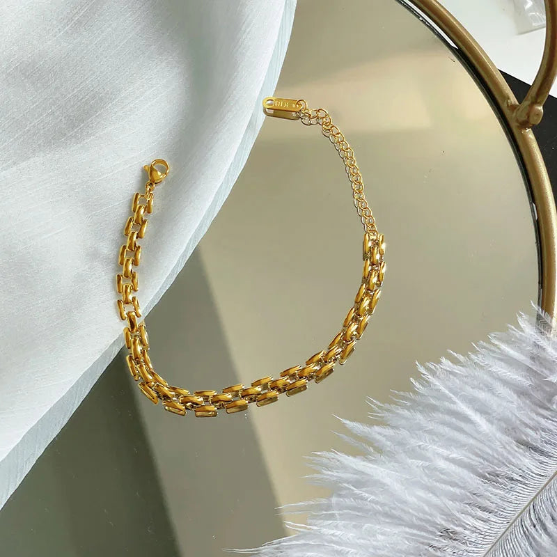 Gold Square Link Bracelet