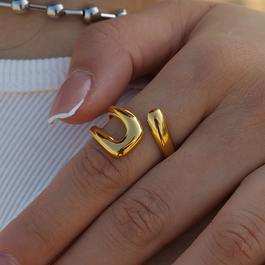 Geometric Layered Wide Ring