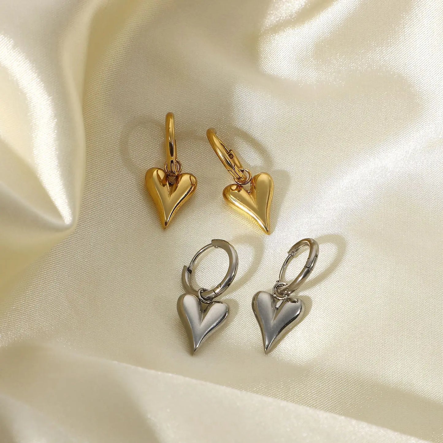 Heart Huggie Hoop Earrings